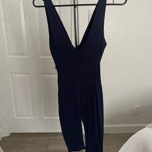 Naked Wardrobe Navy V-Neck Jumpsuit